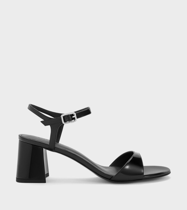 Patent Ankle-Strap Block Heel Sandals 