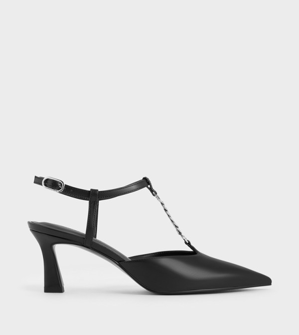 T-Bar Chain-Link Pointed-Toe Pumps