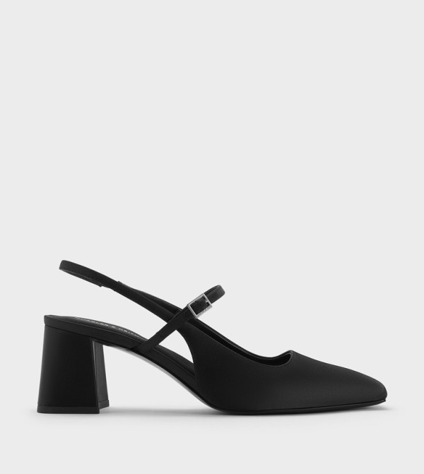 Solid Square Toe Slingback Pumps 