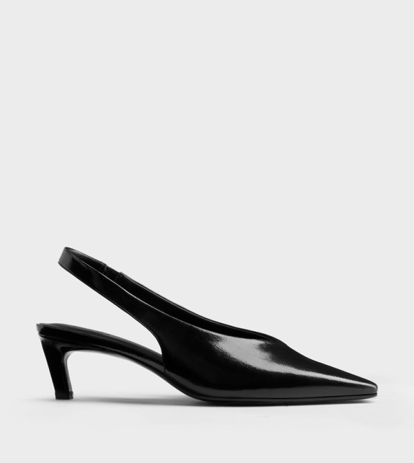 Patent Kitten Heel Slingback Pumps