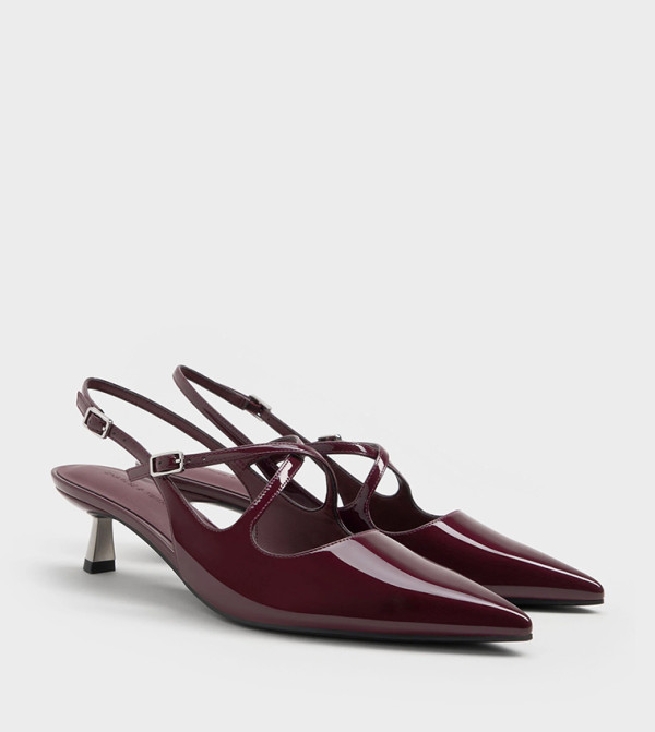 PAULINE Patent Crossover Slingback Pumps