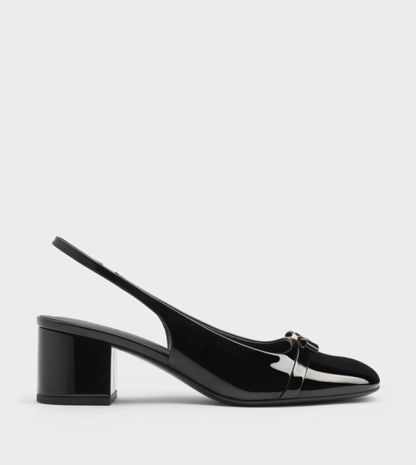 DORIAN Patent Glossy Slingback Pumps
