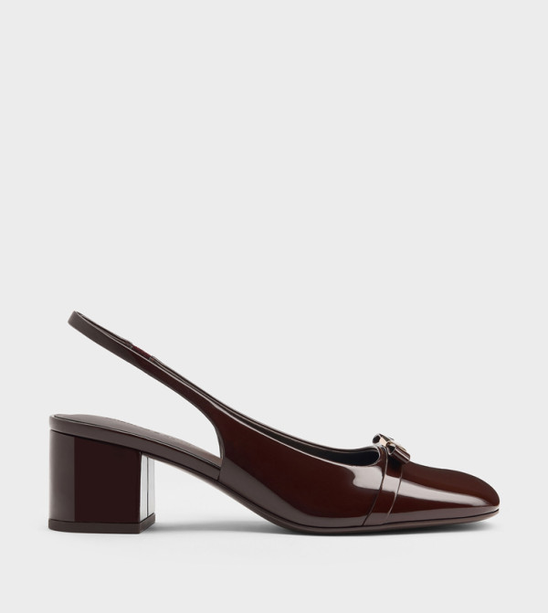 DORIAN Patent Glossy Slingback Pumps