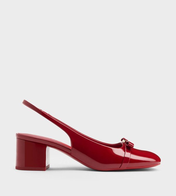DORIAN Patent Glossy Slingback Pumps