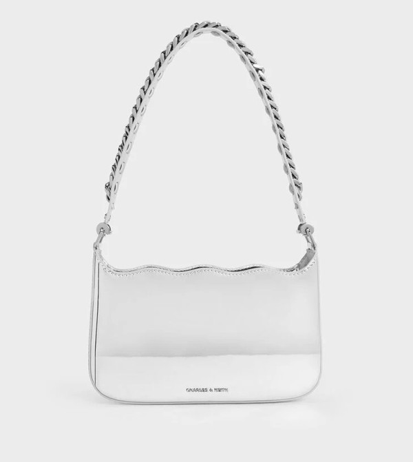 Logo Detail Metallic Shoulder Bag