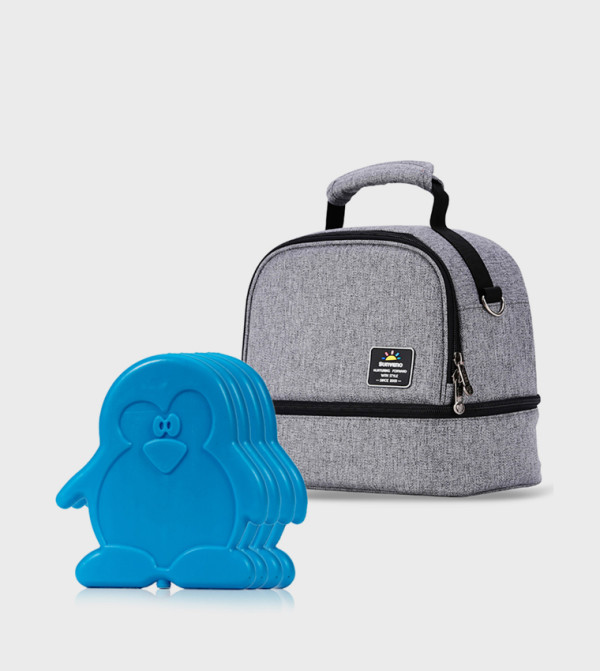 Insulated Lunch Bag with 4 Piece Penguin Ice Pack Set