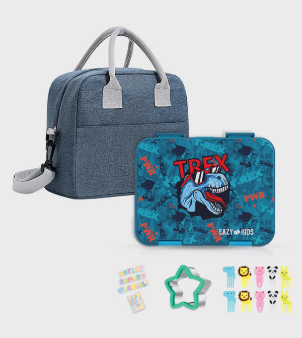 TREX Themed 6 & 4 Convertible Bento Lunch Box Set with Bag