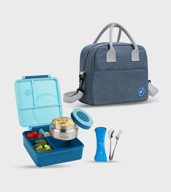 Jumbo Bento Lunch Box, Food Jar, Cutlery Set with Lunch Bag