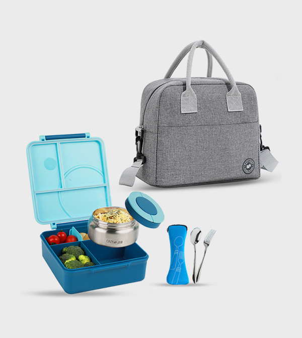 Jumbo Bento Lunch Box, Food Jar, Cutlery Set with Lunch Bag