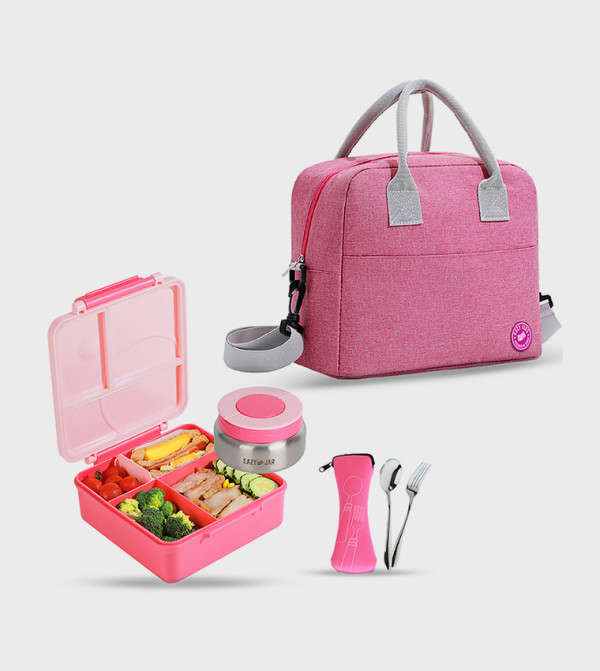 Jumbo Bento Lunch Box, Food Jar, Cutlery Set with Lunch Bag