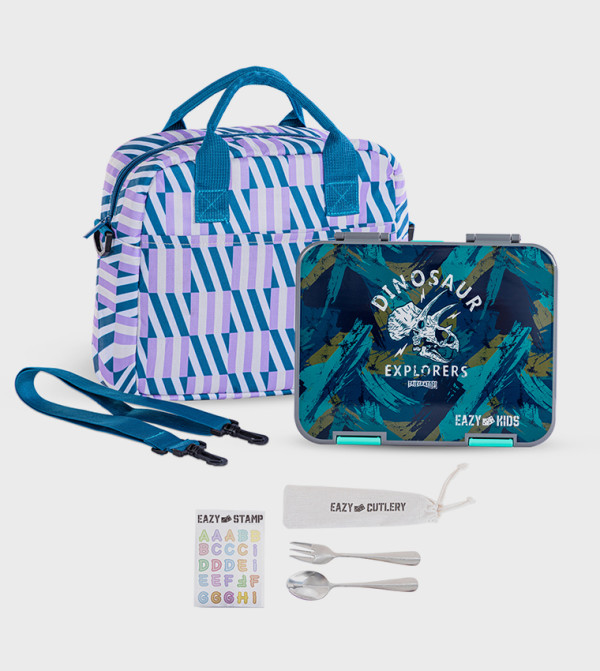 6 & 4 Convertible Bento Lunch Box and Lunch Bag Set - T-Rex