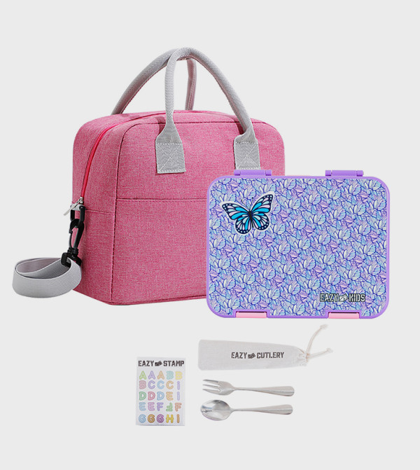 6 & 4 Convertible Bento Lunch Box ad Lunch Bag Set - Butterfly