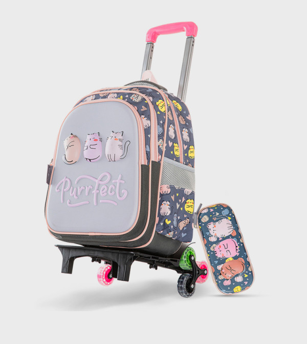 Printed 16" Trolley School Bag and Pencil Case Set