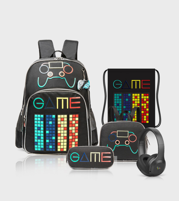 5-Piece Printed 17" Backpack Set - Gen Z Gamer