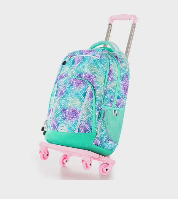 Printed 18" 4 Wheel Trolley School Bag - Geometrical