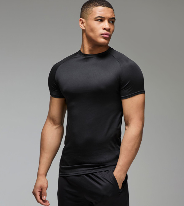 Solid Raglan Sleeves Active T-Shirt