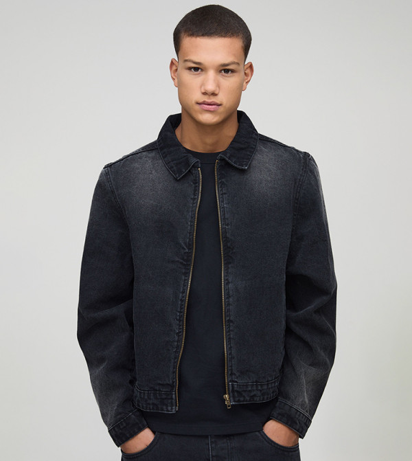 Harrington Washed Denim Jacket