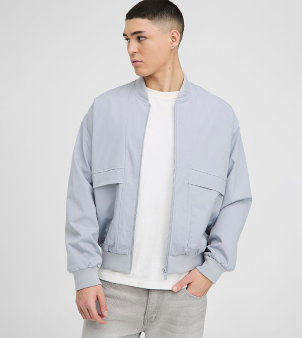 Seam Detail Nylon Oversized Bomber Jacket