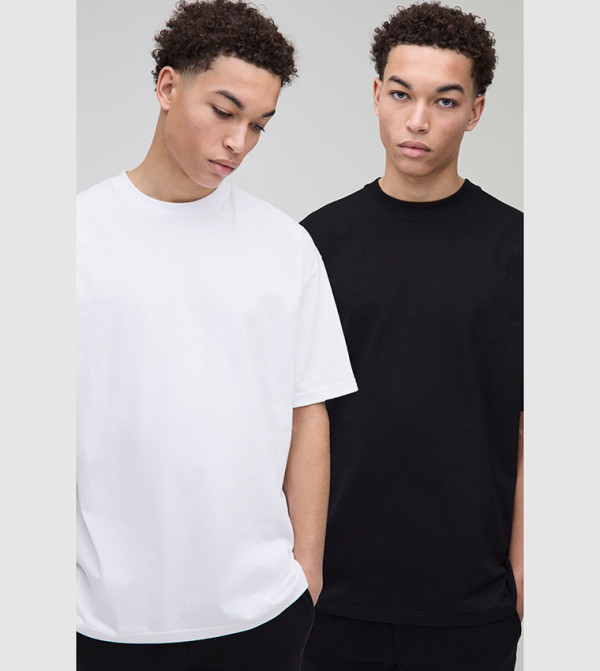 2 Pack Solid Crew Neck Oversized T-Shirts