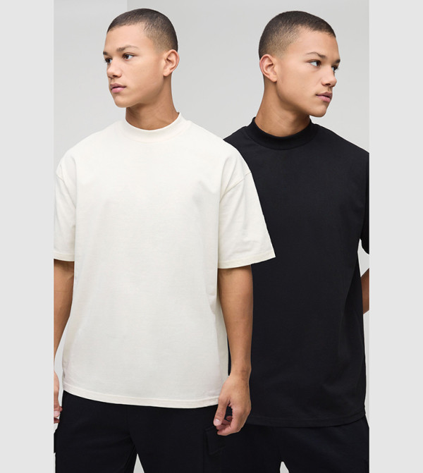 2 Pack Solid Short Sleeves Oversized T-Shirts