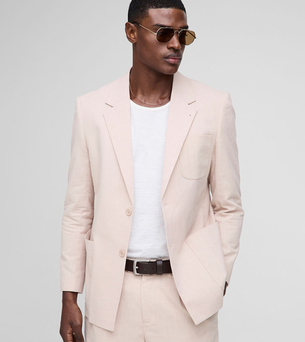 بليزر بمزيج اللينن بقصة مريحة 