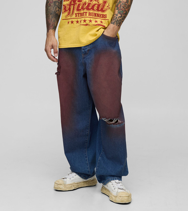 Balloon Fit Ripped Knee Jeans