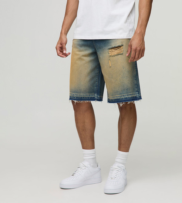 Ripped Denim Shorts