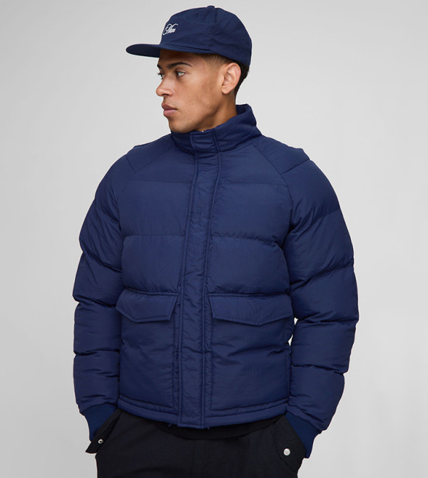 Regular Fit Raglan Sleeves High Neck Puffer Jacket