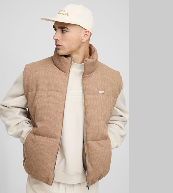 Mini Knitted Textured High Neck Boxy Fit Puffer Gilet