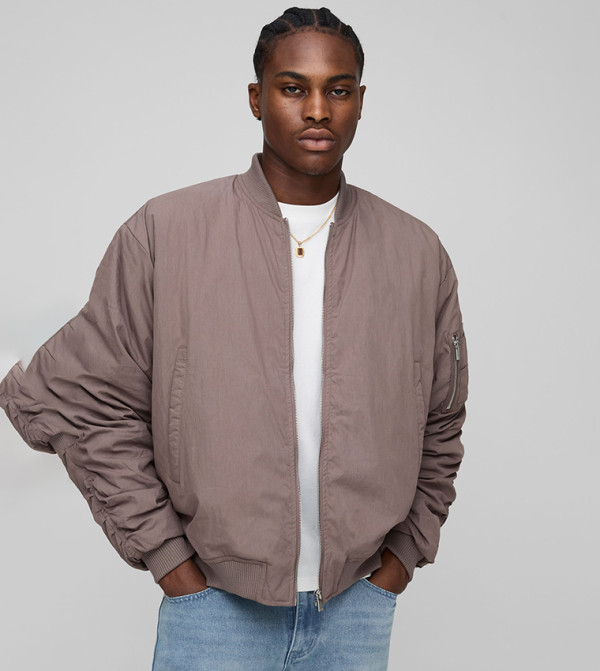 Peached Embroidered Ma1 Boxy Fit Bomber Jacket