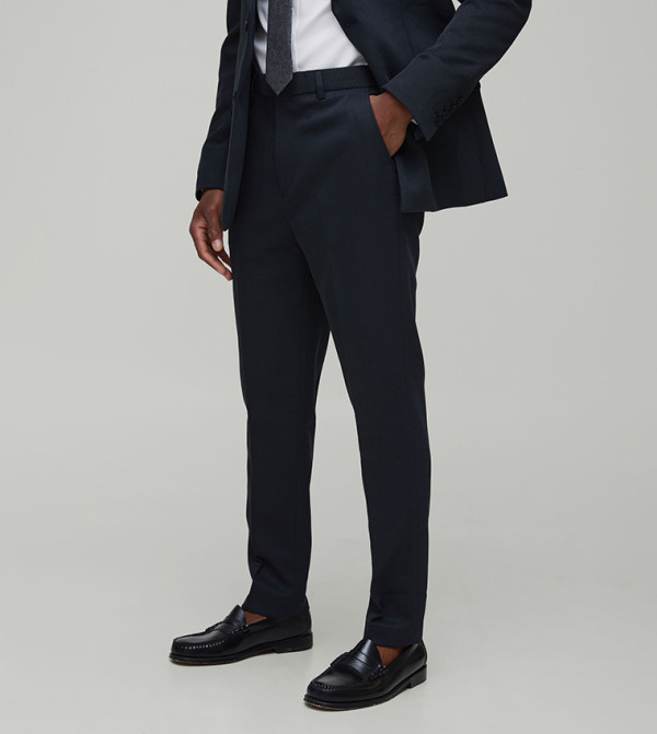 Tapered Fit Twill Fixed Waist Trousers