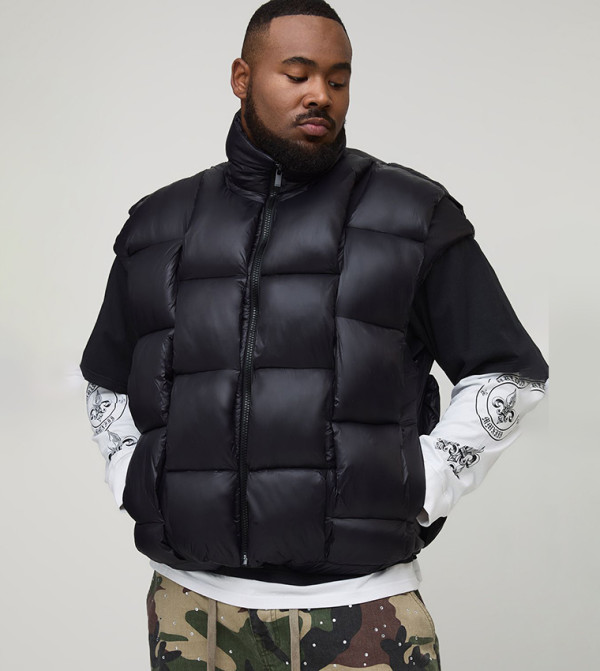 High Shine Weft Funnel Neck Oversized Gilet