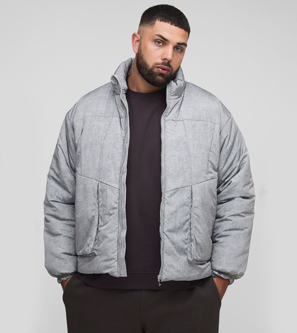 Plus & Tall Oversized Fit High Neck Puffer Jacket