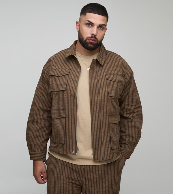 Check Ripstop Oversized Cargo Shacket