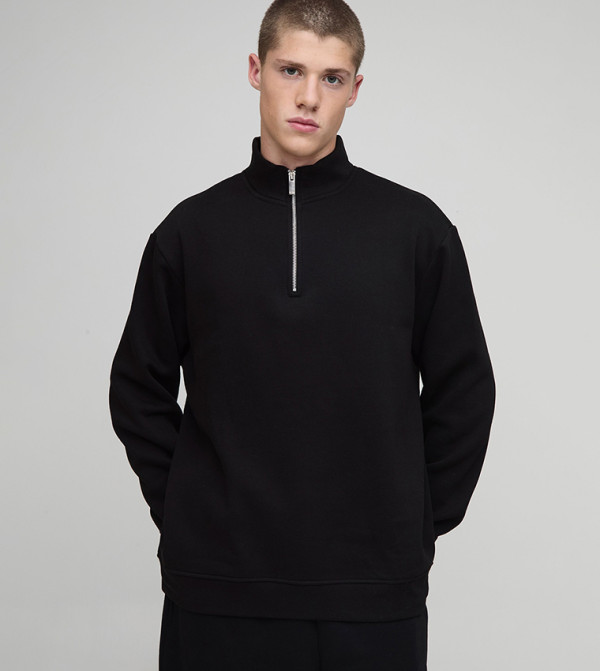 Quarter Zip Funnel Neck Oversized Sweatshirt