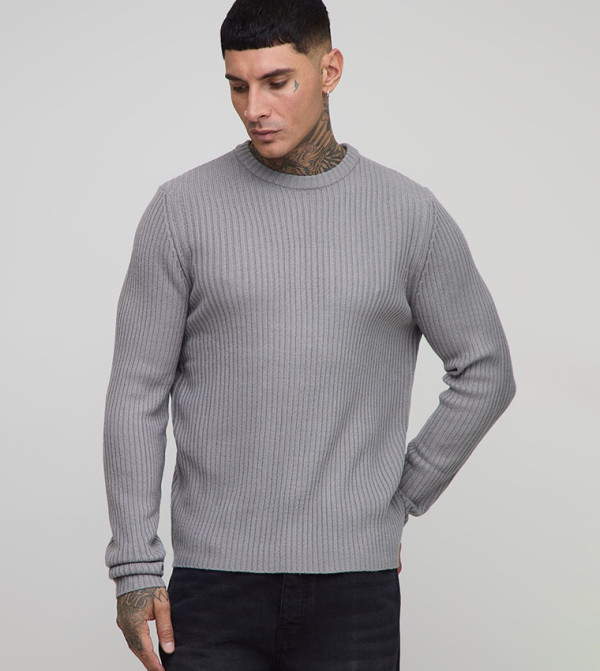 Tall Basic Regular Fit Ribbed Knitted Jumper