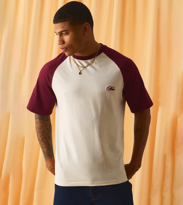 Regular Embroidered Raglan Sleeves T-Shirt