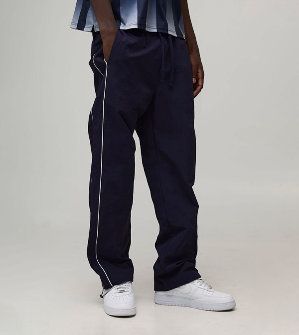 Nylon Piping Detail Relaxed Fit Trousers