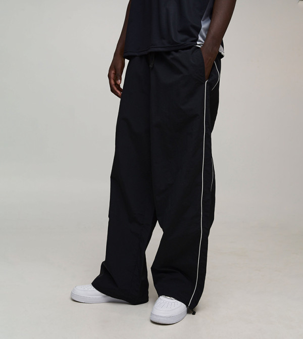 Parachute Fit Nylon Piping Detail Trousers