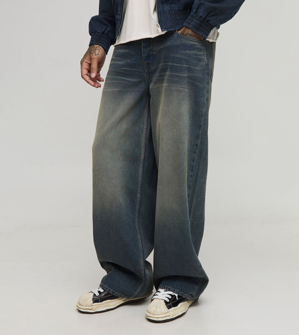 Tall Overdye D Ring Baggy Fit Jeans