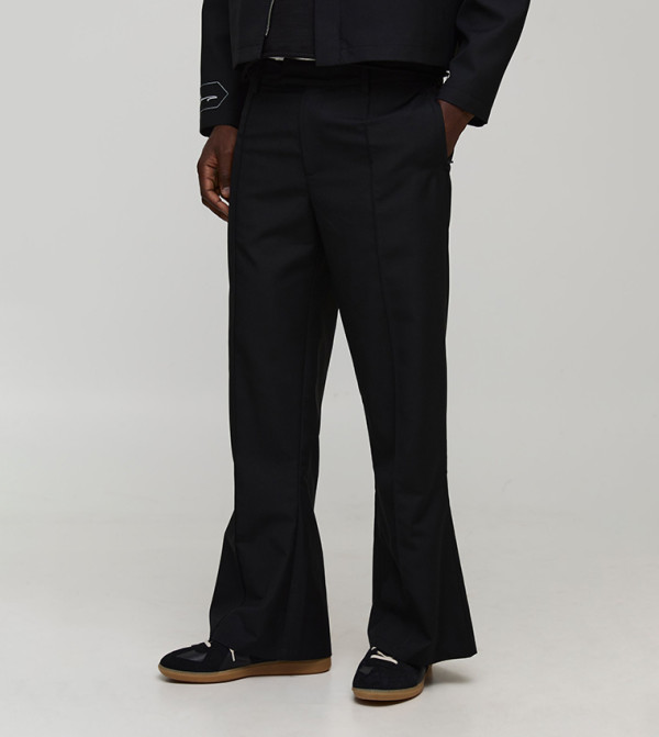 Pintuck Smart Tailored Flared Trousers