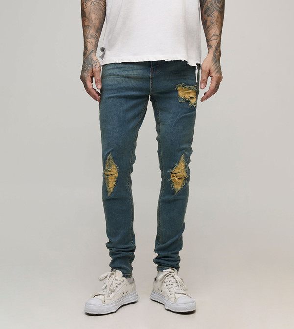 Tall Rip & Repair Embroidery Skinny Fit Jeans
