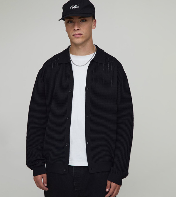 Pleated Heavy Knitted Long Sleeves Oversized Shirt