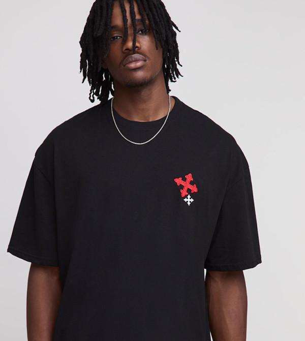 Tall Cross Embroidered Oversized T-Shirt