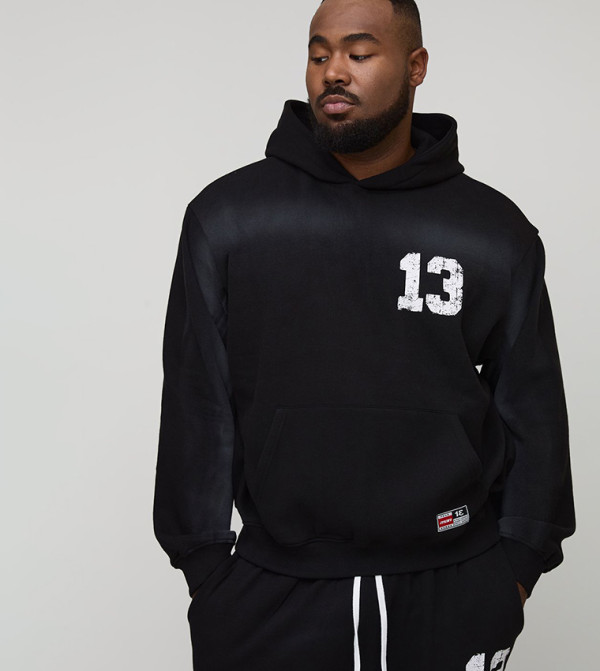 Spray Wash 13 Print Oversized Hoodie