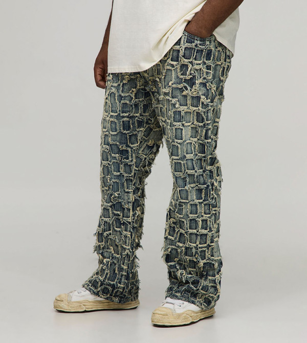 Plus & Tall Slim Flared Distressed Washed Jeans