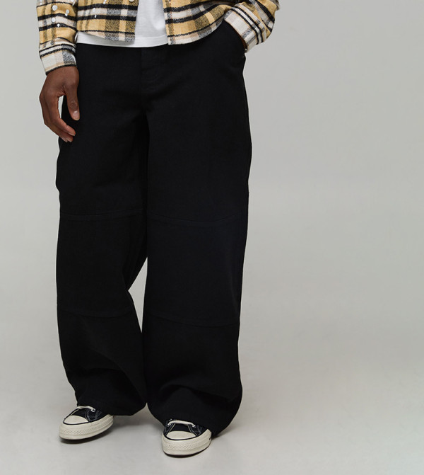 Herringbone Baggy Fit Twill Trousers