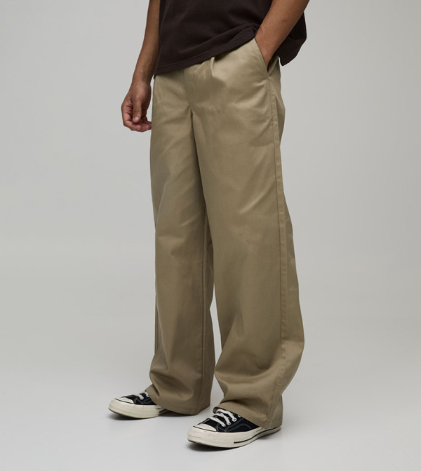 Wide Fit Pleat Detail Work 365 Trousers