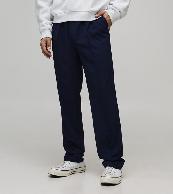 Smart Elasticated Pintuck Straight Fit Trousers