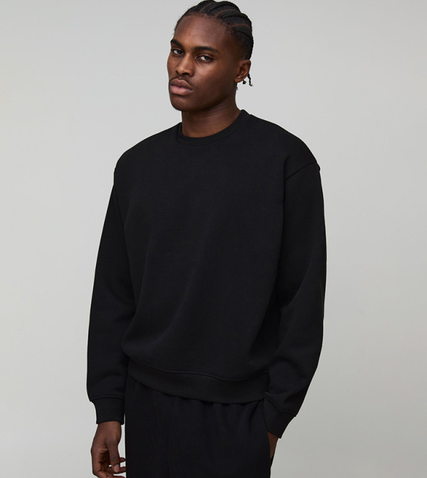 Solid Oversized Crew Neck Sweatshirt